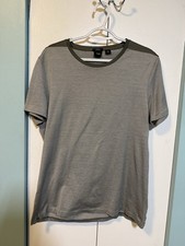 Hugo Boss Tessler 46 Slim Fit T-Shirt Mens L Green White Stripe Mercerized NWOT
