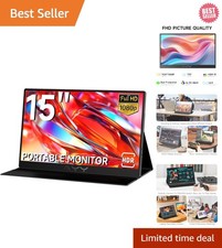 Portable 15'' Monitor - FHD 1080p, Slim Design, Perfect for Business  Gaming