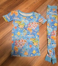 Little Sleepies Around the World Map bamboo pajama set PJ 3T Toddler girl boy