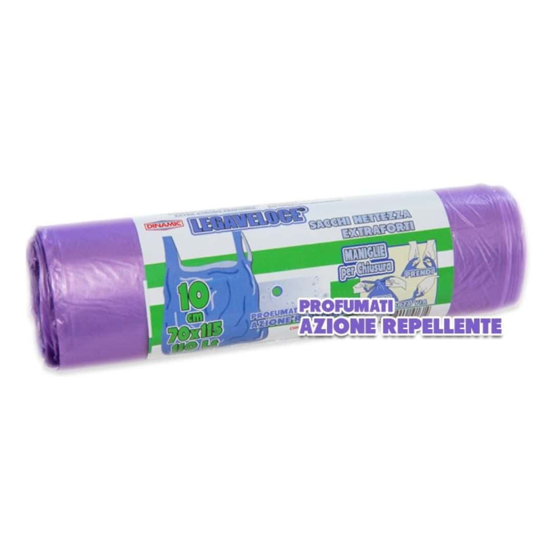10 Lilac Trash Bags Roll 70x115 Cm Dynamic | Waste Garbage
