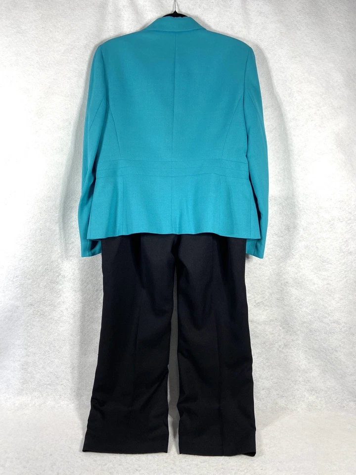 Le Suit 2 piezas Pantalón Traje Mujer’s Petite 14P Azul Negro Blazer Botón Manga Larga Foto 2 de 4