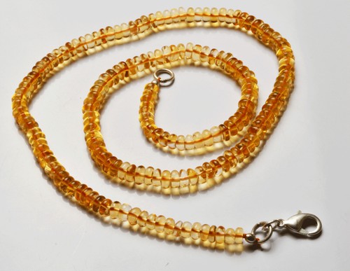 55 CT. 15" Super Natural Citrino Suave Rondelle CUENTAS COLLAR 3,5 A 4,5 MM - Imagen 3 de 5