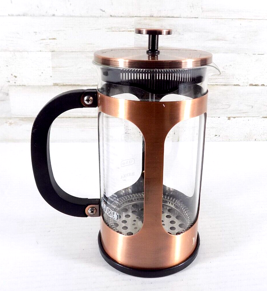 BAYKA French Press Coffee Tea Maker Glass Classic Copper 304 SS