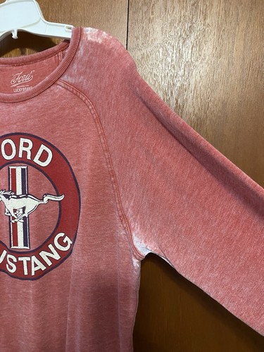 Ford Mustang Exclusively for Lucky Brand Sweatshirt Red XL Made To Look Worn - Picture 8 of 13