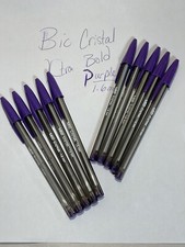 PURPLE Bic Lot of 10 Cristal Ballpoint Pens 1.6mm Xtra Bold Smooth Writing NEW