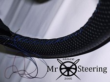 Fits Hudson Hornet 50-57 Perforated Leather Steering Wheel Cover Blue Double Stt