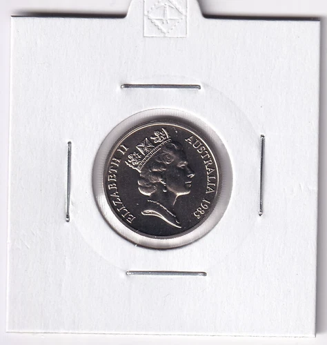 AUSTRALIAN: 1985 5 CENT UNC COIN IN 2X2 HOLDER #4247