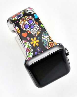 Apple Watch Band - Day of the Dead/Skull theme - Fits 38-49mm - Buckle Clasp