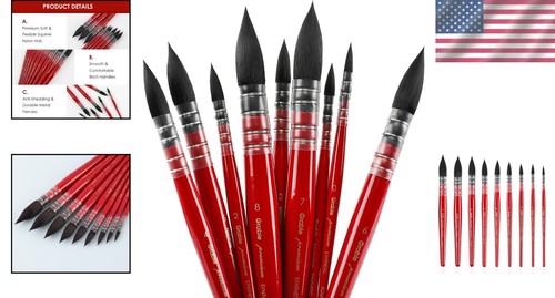 Versatile Watercolor Paintbrush Set - 9 Professional Brushes for Every Technique - Picture 2 of 8