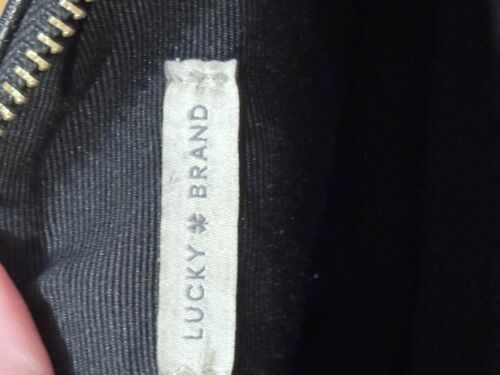 Lucky Brand Black Leather Pebbles Crossbody Bag Foldover Wallet Purse Distressed - Picture 9 of 16