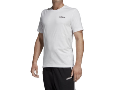 adidas T Shirt Mens Small Essentials Linear Logo Crew Neck Solid White DU0384