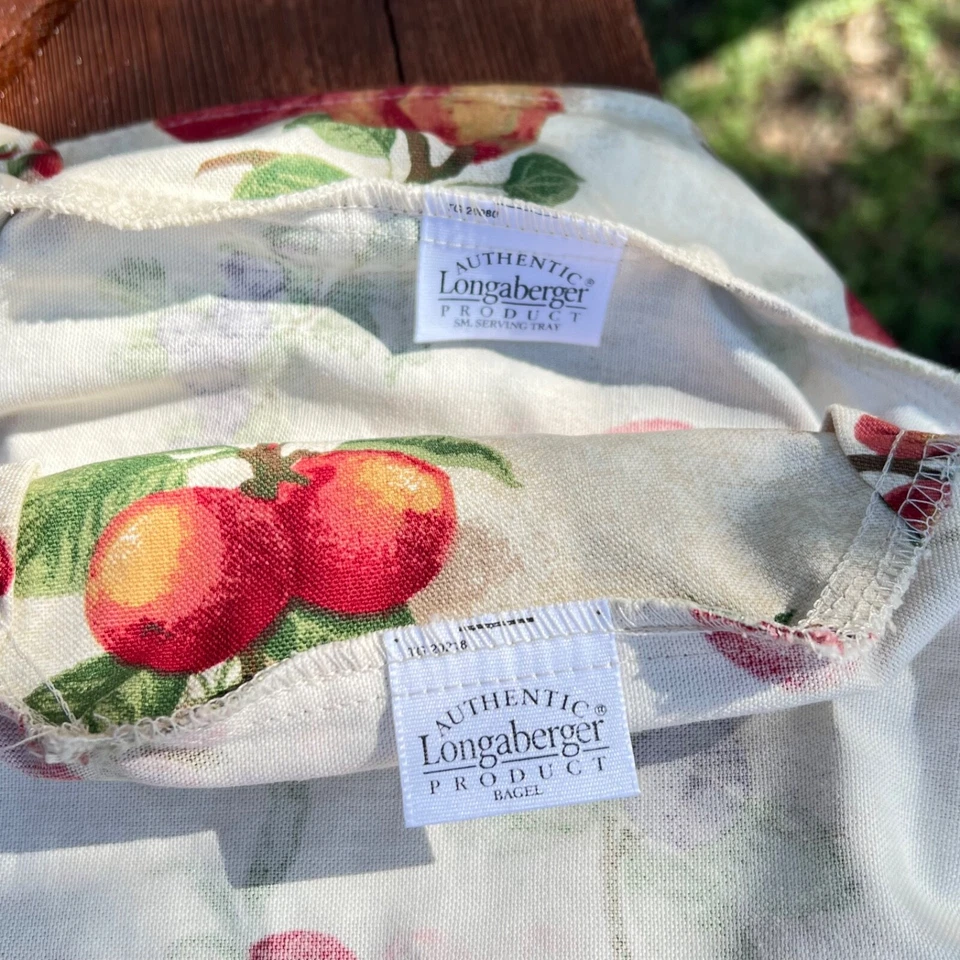 Longaberger Fruit Medley Lot of 2 Fabric Liners - Sm. Serving Tray & Bagel - Image 2 of 4