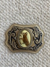 Vintage Western Horse Head Cameo Cowboy Belt Buckle
