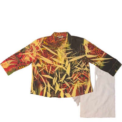 Fortune By Stan Monarch Butterfly Nature Print Button Up Shirt - 1X Long  Sleeve | eBay