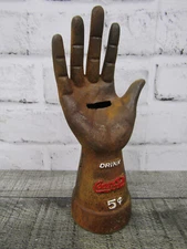 Primitive Vtg Style Cast Iron Drink Coca-Cola Coke Hand Coin Bank 8 Inch Repro