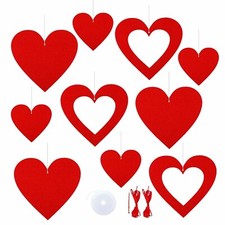 30 PCS Red Felt Heart Ornaments Heart Shaped Ornaments Bulk Hanging Heart Dec...
