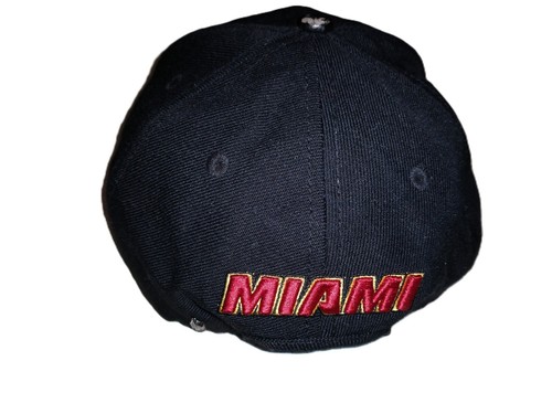 NBA MIAMI HEAT LOGO SNAPBACK HAT PRO STANDARD LEATHER ADJUSTABLE BLACK - Picture 3 of 7