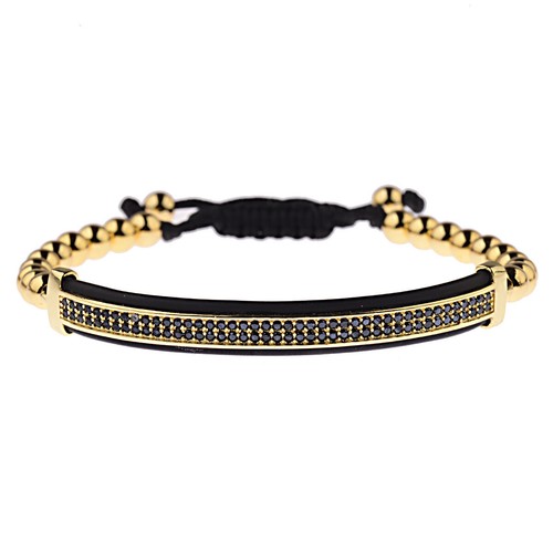 24kt Gold Plated Micro Pave Bracelet Men Women Braiding Macrame Men Women Bangle - Picture 12 of 72