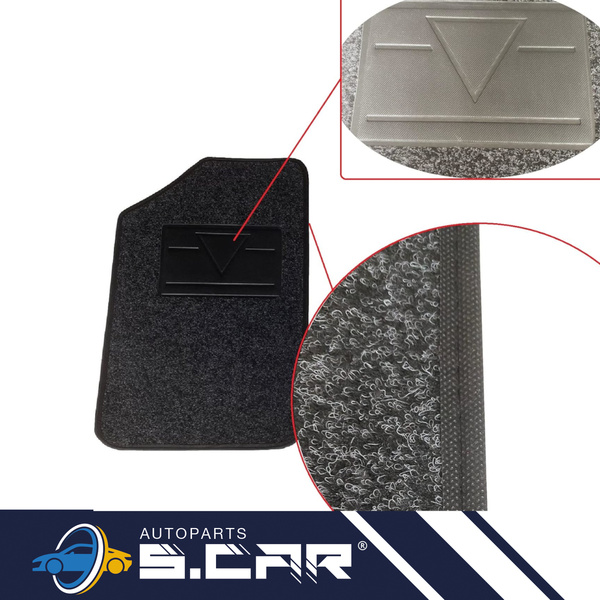 Set 4 Tappetini In Moquette Universali Tappeti Con Cuori Ricamati Bordo