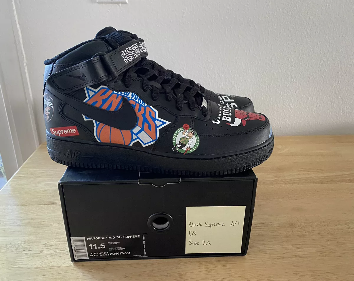 Supreme Nike Air Force 1 Mid Black NBA Logos AQ8017-001