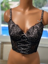 VICTORIA'S SECRET DREAM ANGELS HERITAGE RIBBON SLOT CORSET BRA TOP SIZE Small DD