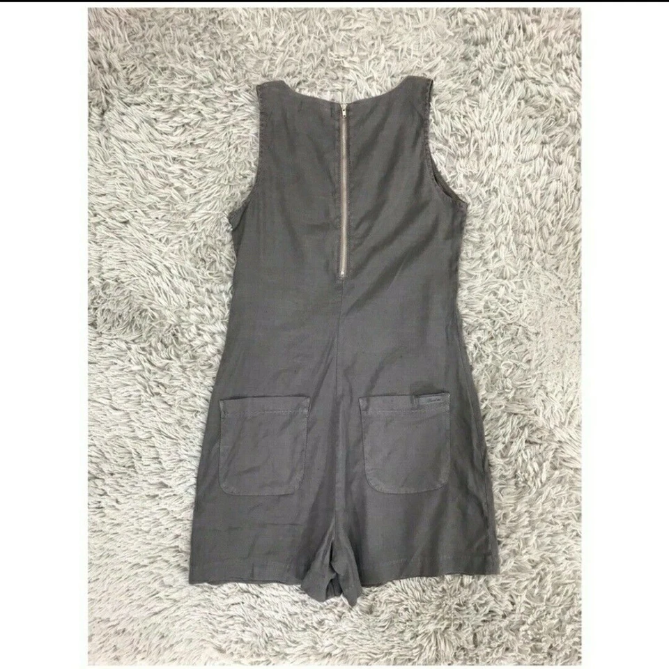 Mameluco Level 99 S Margarita Cuello en V Sin Mangas Lino Tencel Gris Foto 3 de 4