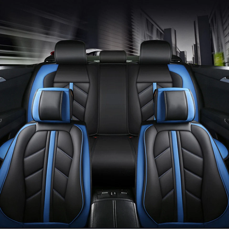 Car Seat Covers 5-Seats  for BMW PU leather Cushion MH33 Blue Foto 2 de 4