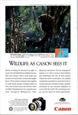 Canon EOS Camera and EF Lens Red-Belied Lemur Original Vintage Print Ad