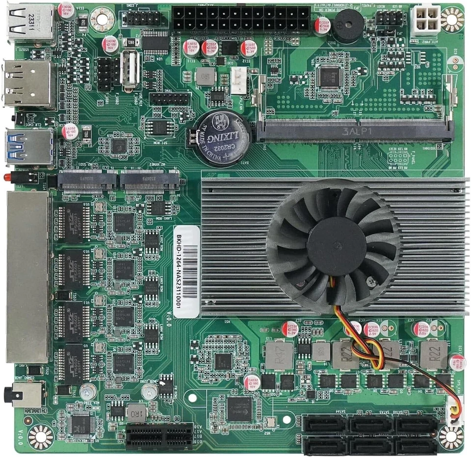 PcZinophyte 6-Bay NAS Motherboard N150 6*SATA3.0 2*M.2 NVMe 4 * 2.5G Nics 1*PCIE - Image 2 of 4