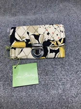 Vera Bradley Quick Swipe ID Dogwood Yellow Black Floral Wallet 12425-134 NWT