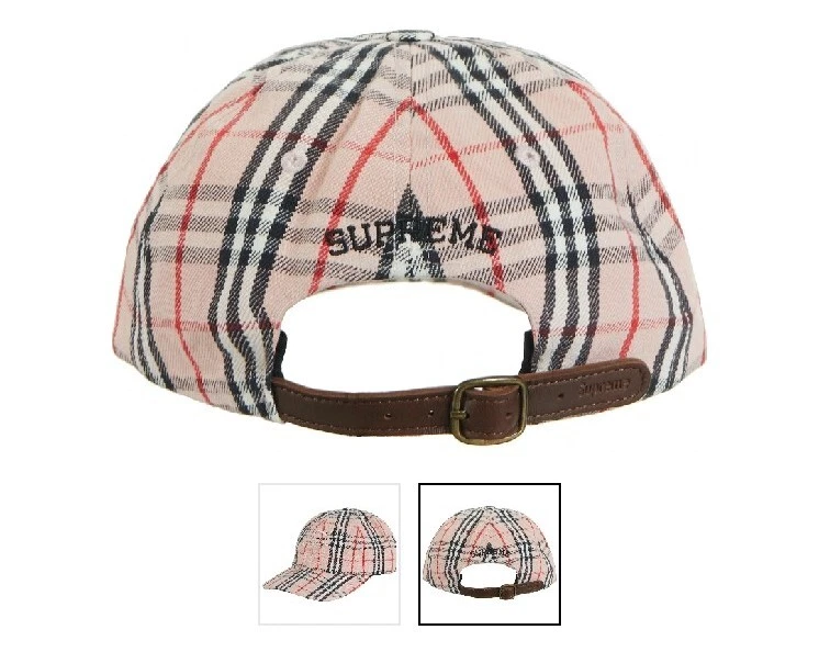 SUPREME x Burberry Pink Denim 6 Panel Baseball Cap Hat SS'22