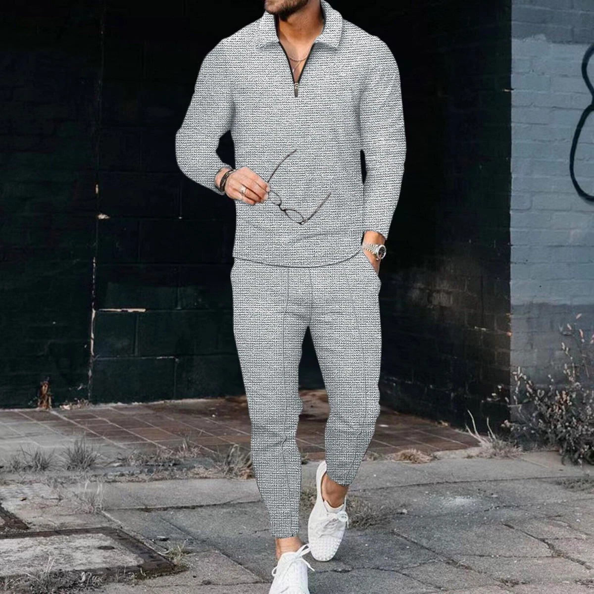 All white sales polo sweat suit