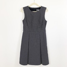 CLASSIQUES ENTIER Size 8 Black White A Line Dress Sleeveless Cotton Blend Work