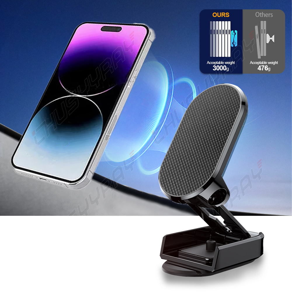 One 360° Rotation Magnetic Phone Holder Foldable Car Mount Stand Dashboard