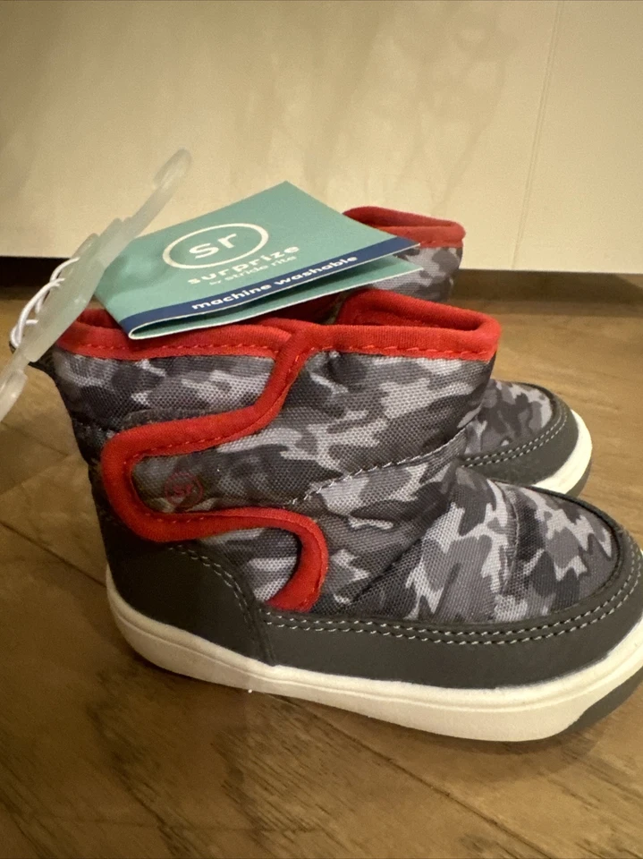 Baby Surprize by Stride Rite Astor Botas Gris Camuflaje Infantil Zapatos 4M NUEVO Foto 4 de 4