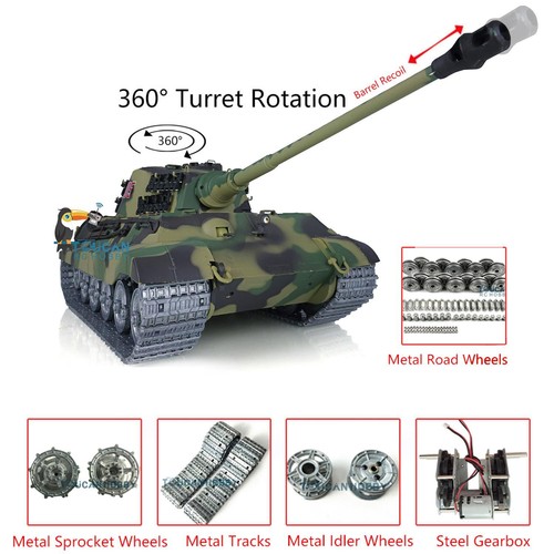1/16 Henglong 3888A German King Tiger 7.0 RC Tank W/Barrel Recoil Metal Wheels - Picture 3 of 11