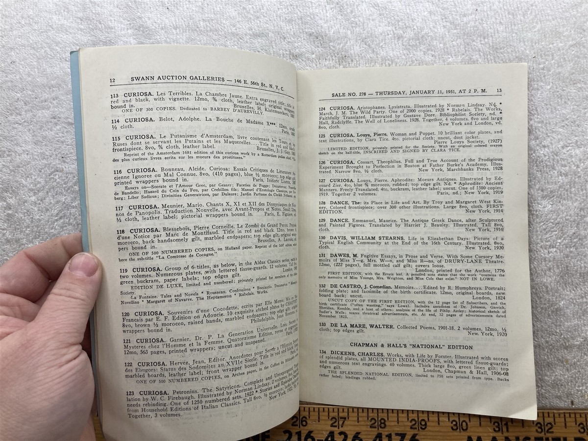 1951 Swann Auction Galleries New York City Manhattan Catalog No