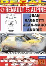 DECAL RENAULT 5 ALPINE J. RAGNOTTI RAC R. 1977 DnF 08 