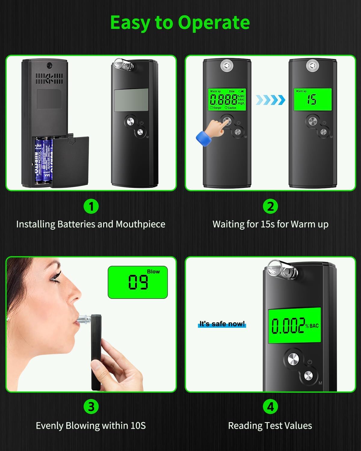 Ethylotest électronique NF AlcooFlash v5 rétroéclairé avec écran LCD