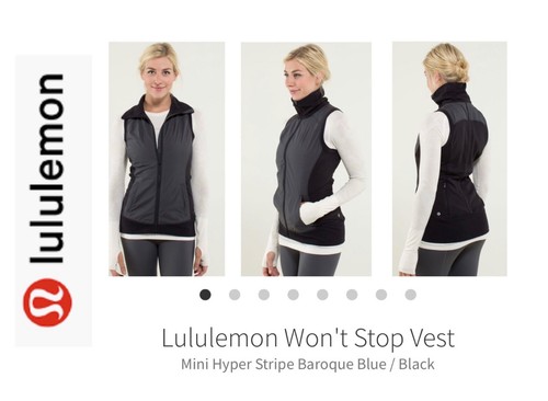 Lululemon Won't Stop Vest. Black/Gary 