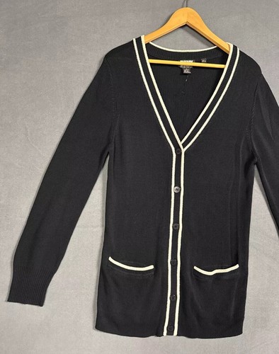 VTG Women's 90s Brown Knit DKNY Wool Viscose Cardigan Size (L) 1990s Donna Karan - Picture 7 of 12