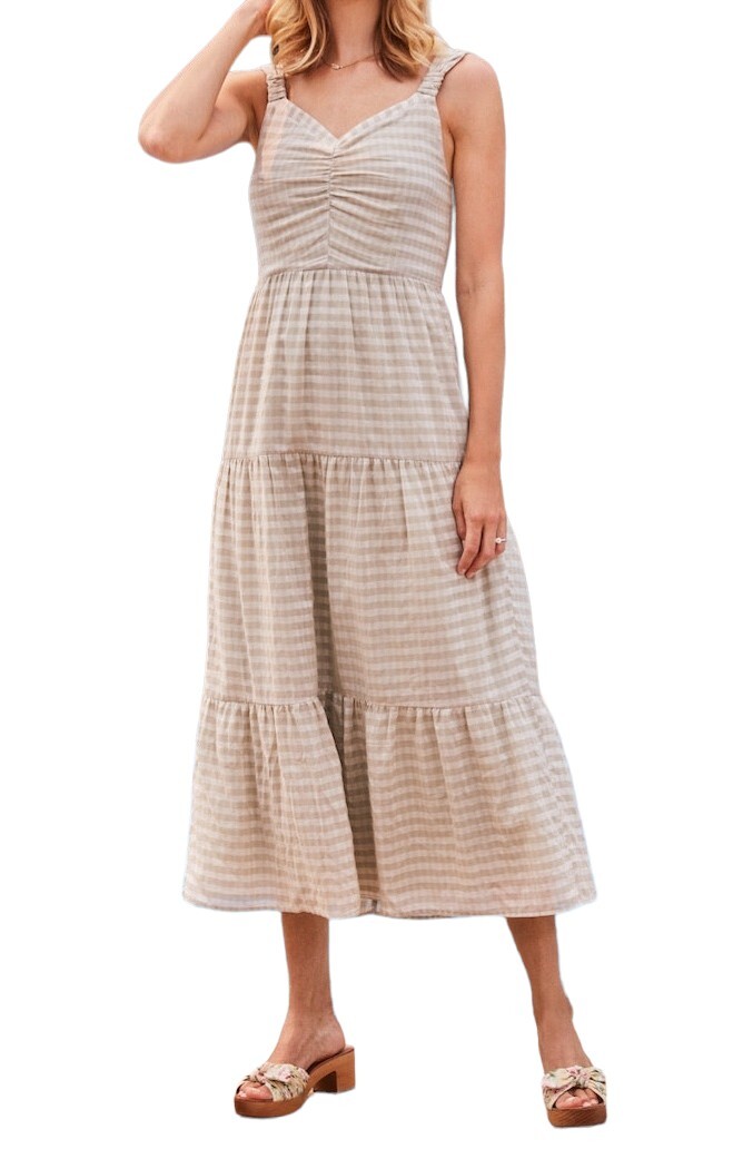 ECRU NWT $280 Mirren Striped Gingham Gathered Front Tiered Midi Dress Sage M | eBay ECRU NWT $280 Mirren Striped Gingham Gathered Front Tiered Midi Dress Sage M | eBay