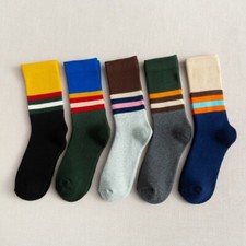 Fashion 5 Pairs Mens Cotton Socks Lot Warm Colorful Stripe Casual Socks for Gift