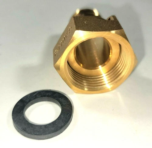 3/4" SHORT Water Meter Coupling, NL brass, 3/4" Fem swivel nut x 3/4" male NPT - Picture 5 of 8