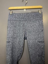 PINK Active Leggings Womens Medium Gray Flecked Ankle Cargo Pocket Yoga Pants