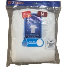 Hanes Boys Tagless White T-Shirts 3-Pack Size M 10-12 New Sealed