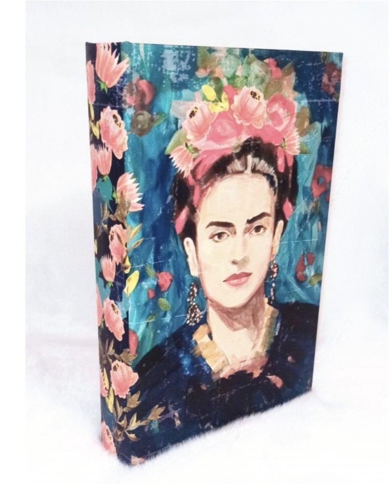 Boîte livre Frida Kahlo GM en bois pour décoration salon vintage