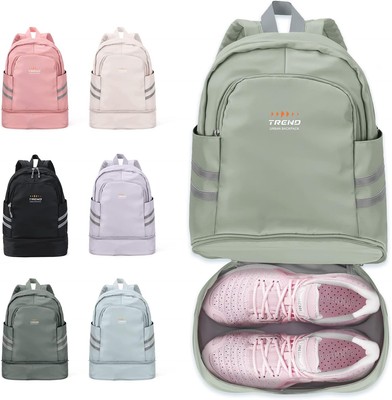 coofay Gym Backpack For Women Waterproof With Shoe Light Green 