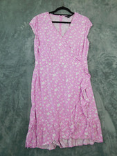 J.Crew Dress Womens 12 Tall Pink White Floral V Neck Ruffle Tiered Faux Wrap