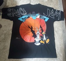 Vtg Space Jam T Shirt XL 90s AOP Looney Tunes Monstars Jordan Movie USA Stitch